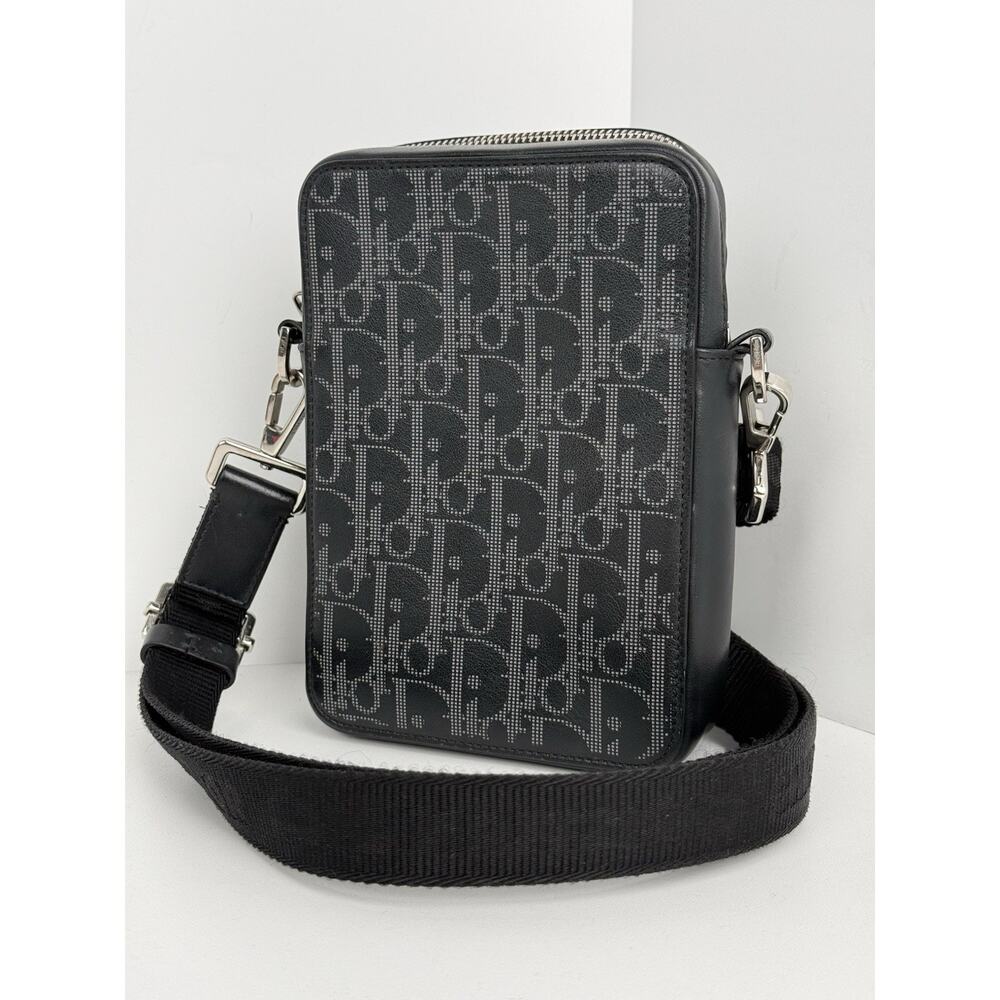 Christian Dior Oblique Jacquard Crossbody Bag with Silver Hardware